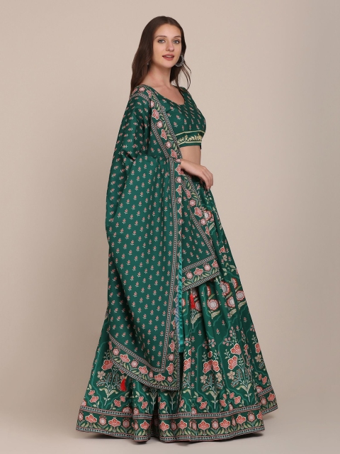 Warthy Ent Floral Printed Semi-Stitched Lehenga & Unstitched Blouse With Dupatta - Image 3