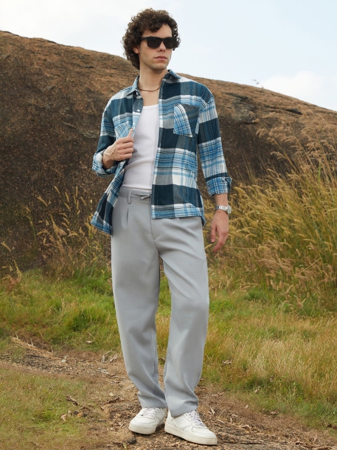 Campus Sutra Men Relaxed Fit Mid-Rise Comfort Trousers - Image 4