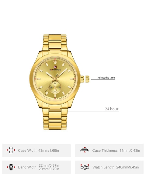 Naviforce Men Dial & Stainless Steel Straps Analogue Chronograph Watch NF9231_G G G - Image 5