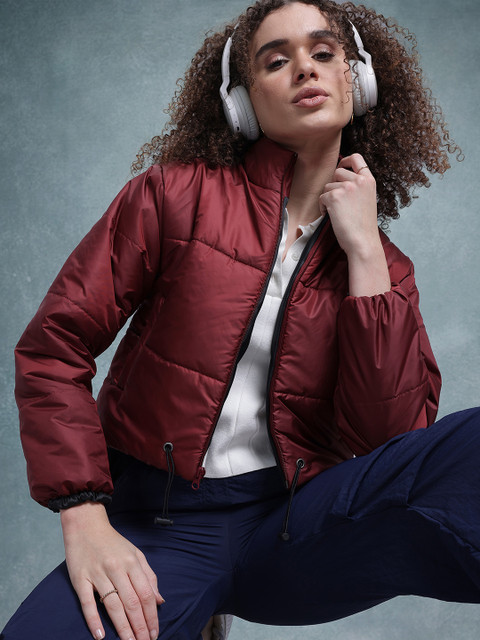 The Roadster Lifestyle Co. Women Windcheater & Water Resistant Crop Padded Jacket