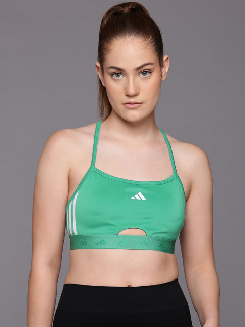 ADIDAS Brand Logo Detail Medium Coverage Styled Back AER LS HYGLM Training Bra JL9058