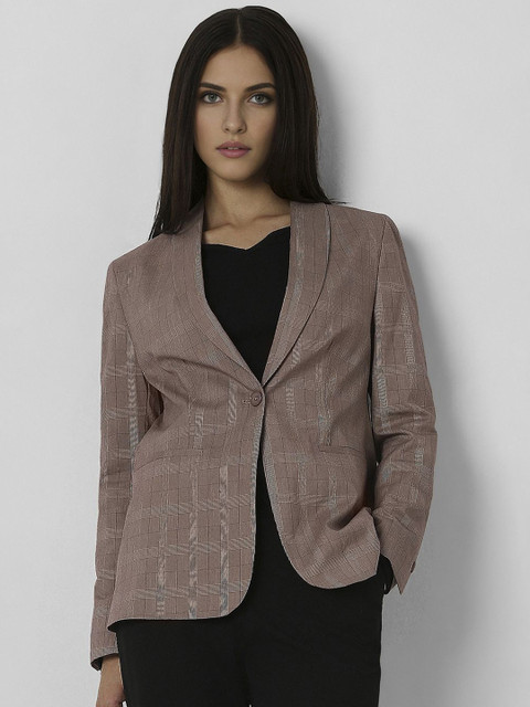 Van Heusen Woman Checked Shawl Collar Neck Single Breasted Formal Blazer