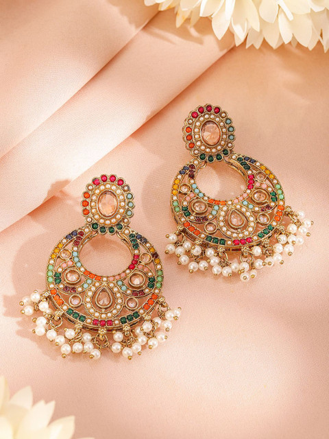 Rubans 22K Gold-Plated Multicolor Kundan & Cubic Zirconia Studded Bridal Jewelry Set - Image 5