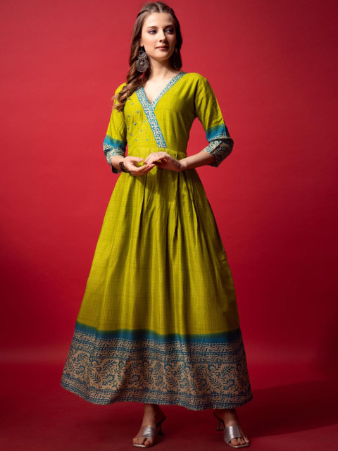 ARADHNA Floral Printed Thread Work Anarkali Kurta
