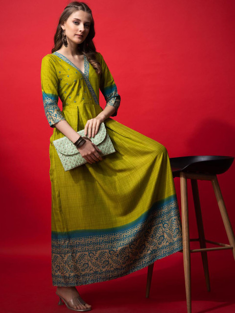 ARADHNA Floral Printed Thread Work Anarkali Kurta - Image 5
