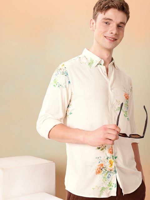 Mast & Harbour Opaque Floral Printed Casual Shirt
