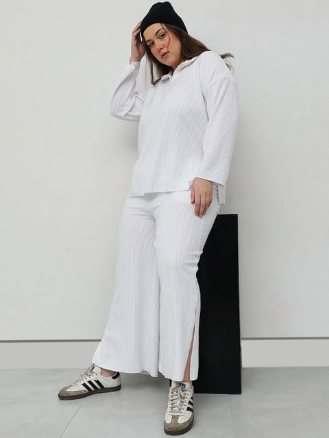 CURVY STREET Plus Size Striped High Neck T-Shirt With Trouser - Image 6