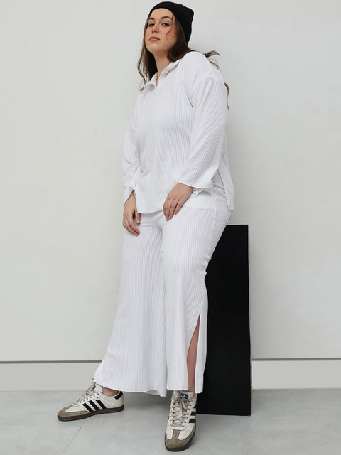 CURVY STREET Plus Size Striped High Neck T-Shirt With Trouser - Image 7