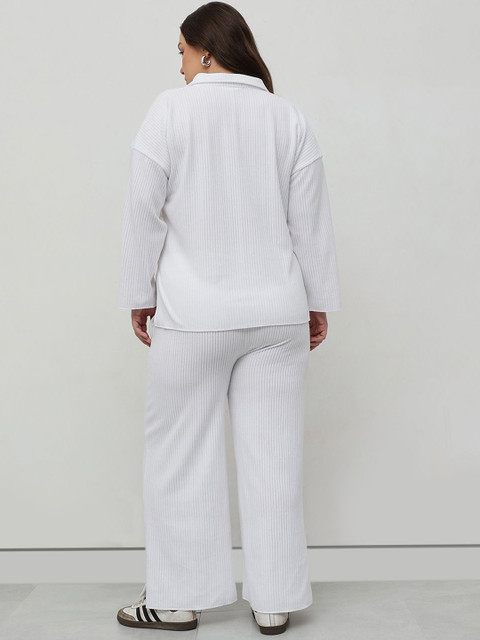 CURVY STREET Plus Size Striped High Neck T-Shirt With Trouser - Image 5