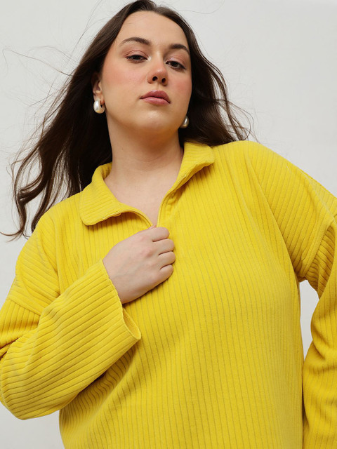 CURVY STREET Plus Size Striped High Neck T-Shirt With Trousers - Image 2