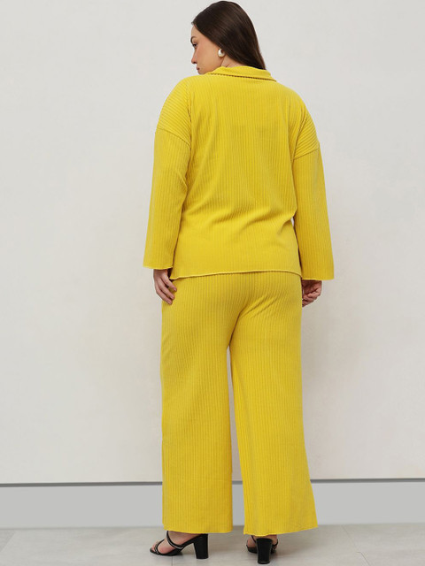 CURVY STREET Plus Size Striped High Neck T-Shirt With Trousers - Image 5