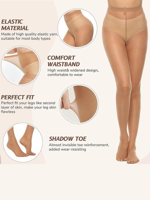 CareDone High Waist Stretchable Pantyhose Sheer Stockings - Image 5