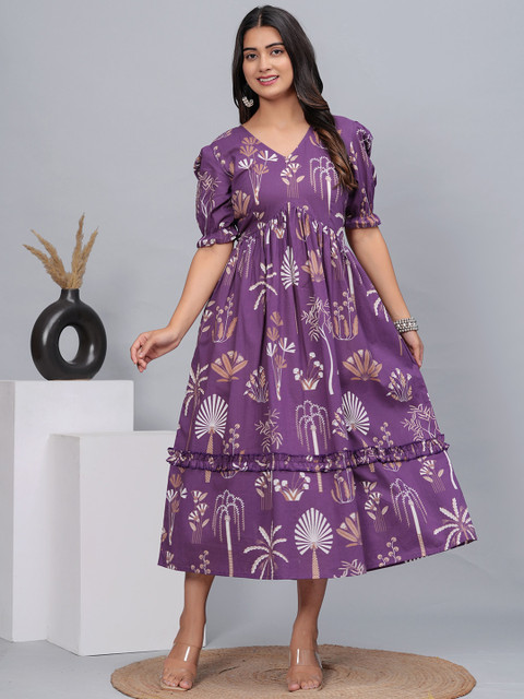 CTMTEX Women Floral Printed V-Neck Empire Ethnic Dress - Image 6