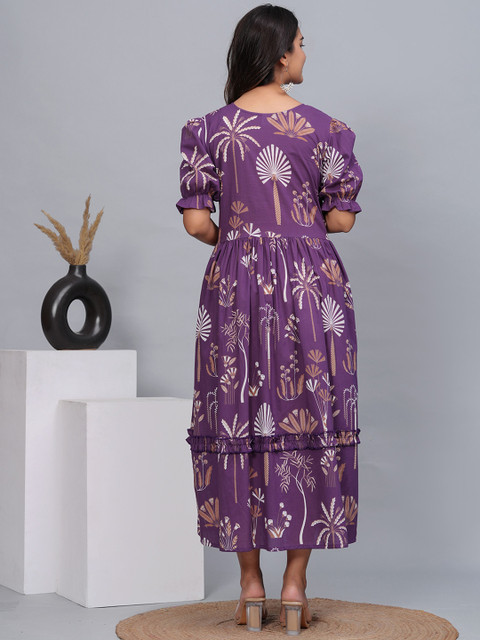 CTMTEX Women Floral Printed V-Neck Empire Ethnic Dress - Image 5