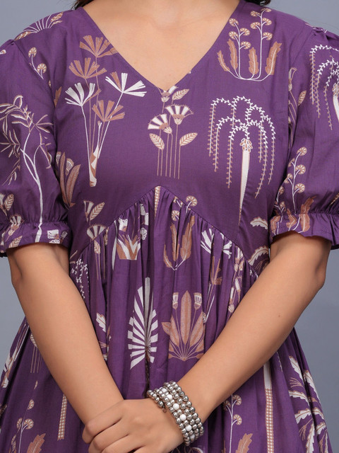 CTMTEX Women Floral Printed V-Neck Empire Ethnic Dress - Image 2