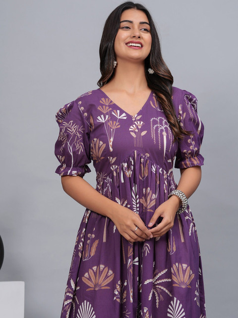 CTMTEX Women Floral Printed V-Neck Empire Ethnic Dress - Image 7