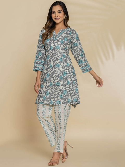 Eco Clothing Printed Notch Neck Pure Cotton Tunic With Trouser - Image 3