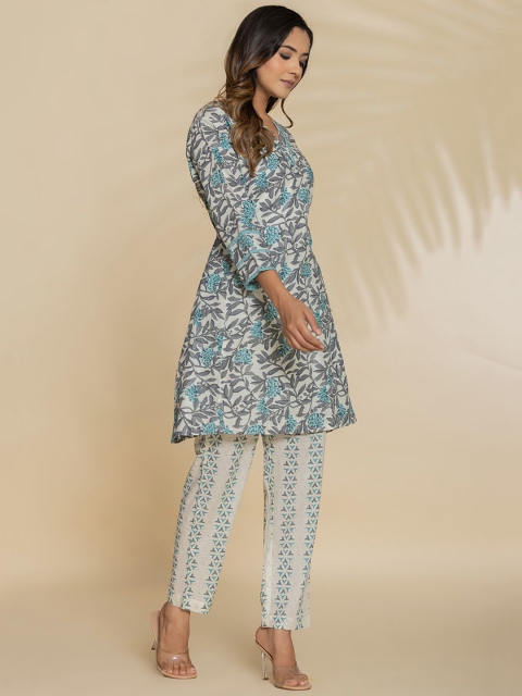 Eco Clothing Printed Notch Neck Pure Cotton Tunic With Trouser - Image 4