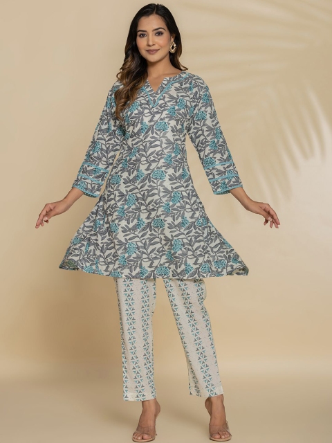 Eco Clothing Printed Notch Neck Pure Cotton Tunic With Trouser - Image 5