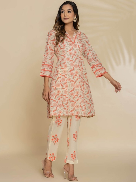 Eco Clothing Printed Notch Neck Pure Cotton Tunic With Trouser - Image 3