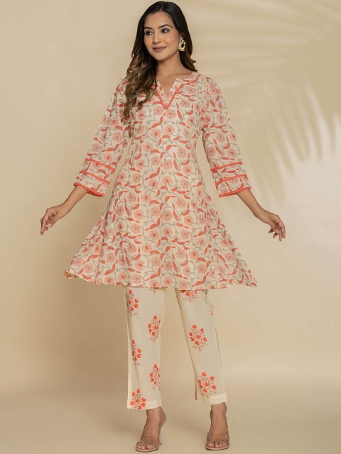 Eco Clothing Printed Notch Neck Pure Cotton Tunic With Trouser - Image 4