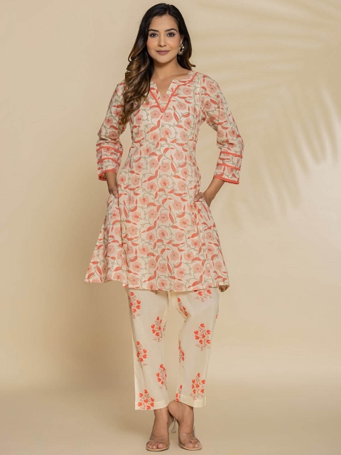 Eco Clothing Printed Notch Neck Pure Cotton Tunic With Trouser - Image 6
