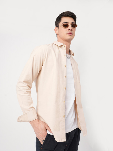 VASTRADO Men Classic Slim Fit Cutaway Collar Solid Cotton Casual Shirt - Image 4