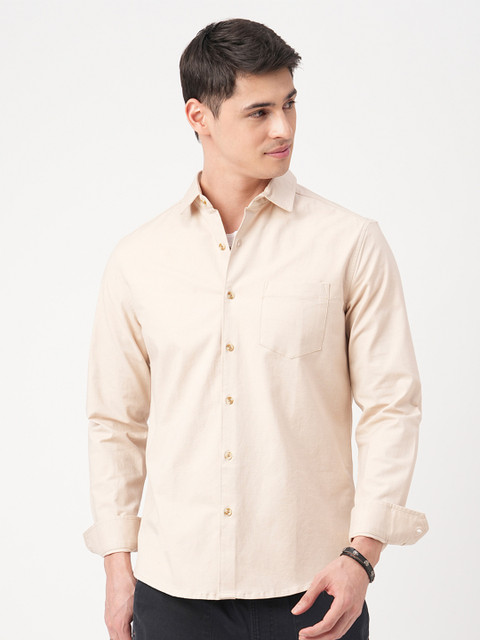 VASTRADO Men Classic Slim Fit Cutaway Collar Solid Cotton Casual Shirt - Image 2