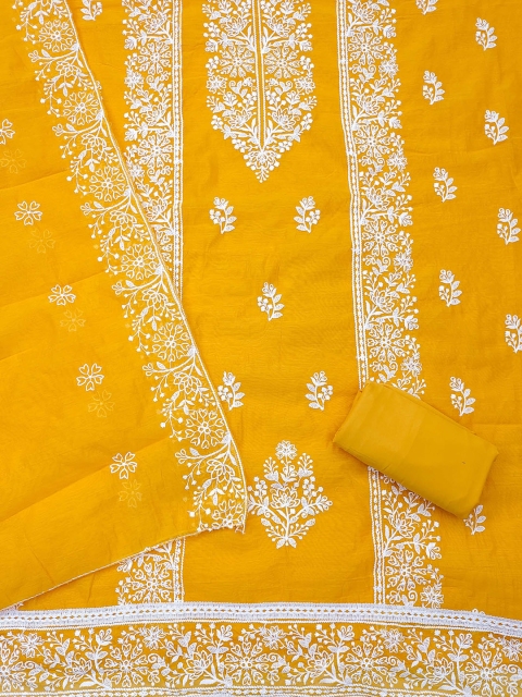 KALINI Floral Embroidered Unstitched Dress Material - Image 3