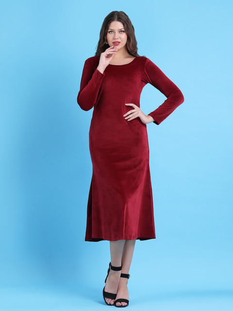 Qurvii Velvet Sequined Bow A-Line Midi Dress
