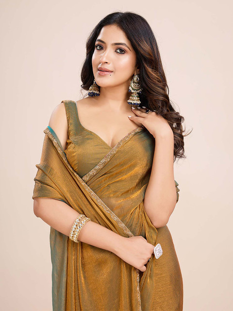 Mitera Women Beads and Stone Solid Saree - Image 2