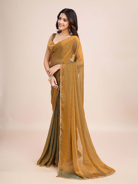 Mitera Women Beads and Stone Solid Saree - Image 5