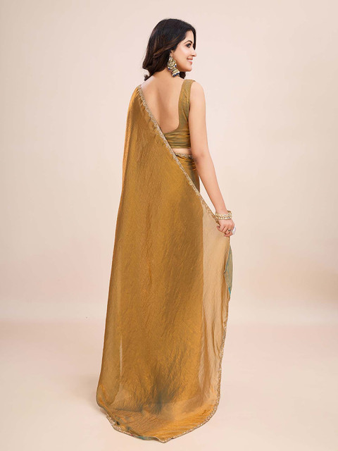 Mitera Women Beads and Stone Solid Saree - Image 6