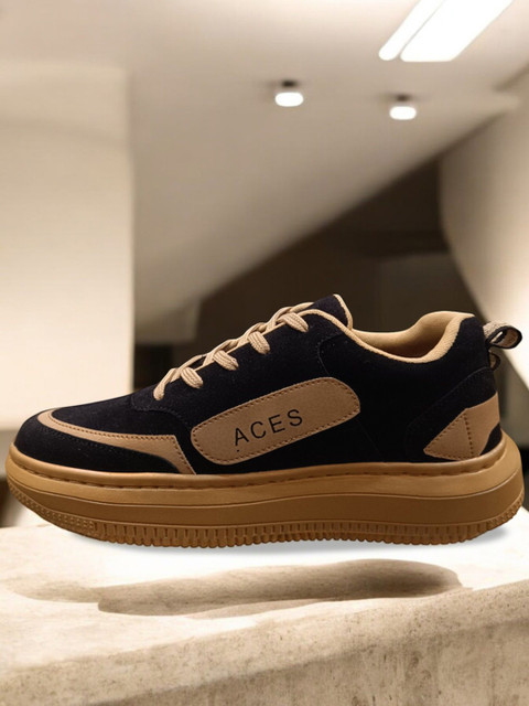 ACES Men Colourblocked Antibacterial Nubuck Sneakers - Image 3