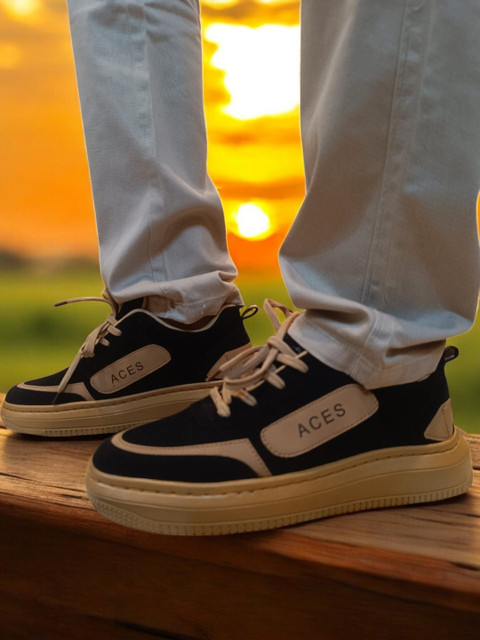 ACES Men Colourblocked Antibacterial Nubuck Sneakers - Image 5