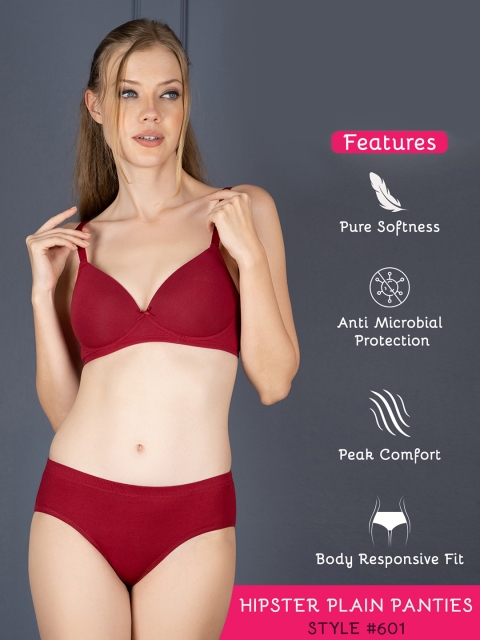 Lux Cozi Women Pack Of 4 Assorted Pure Cotton Anti Microbial Seamless Hipster Briefs - Image 7