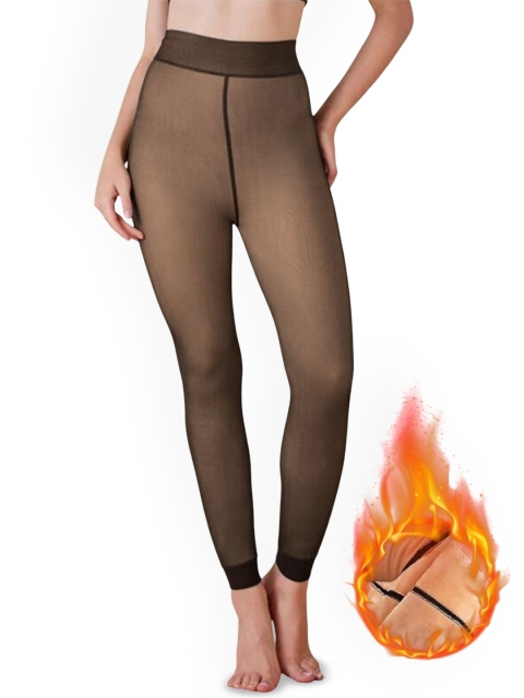CareDone Women High Rise Stretchable Fleece Thermal Winter Dual Tone Stocking