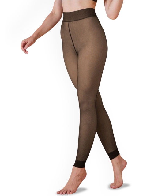 CareDone Women High Rise Stretchable Fleece Thermal Winter Dual Tone Stocking - Image 2