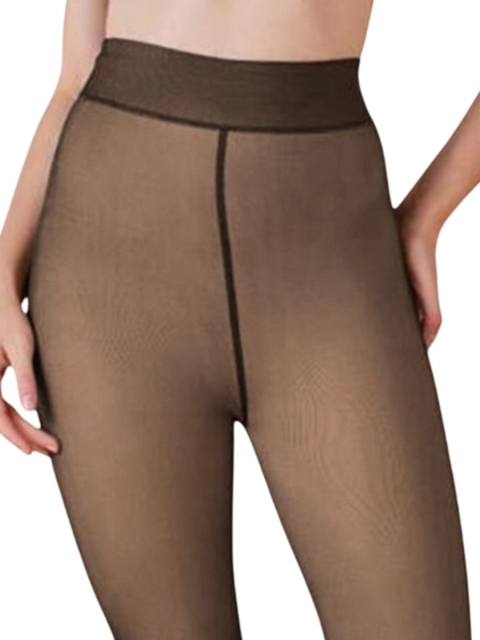 CareDone Women High Rise Stretchable Fleece Thermal Winter Dual Tone Stocking - Image 6