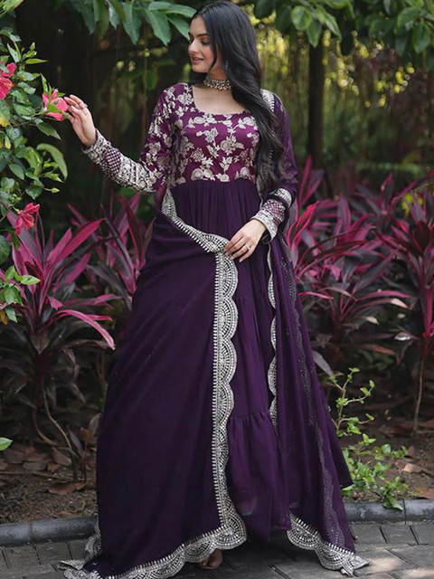 BAESD Woven Design Georgette Round Neck Anarkali Kurta - Image 4