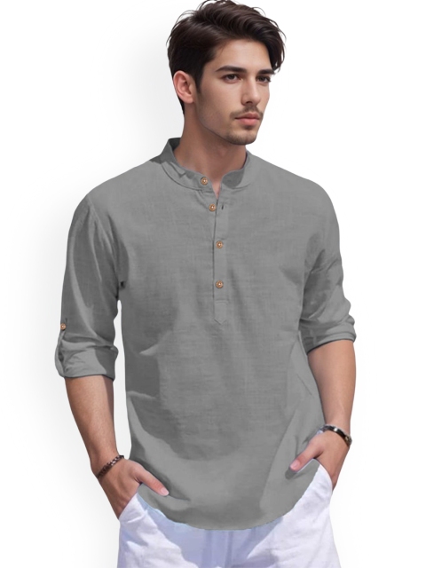 EdinWolf Mandarin Collar Cotton Slim Fit Straight Kurta