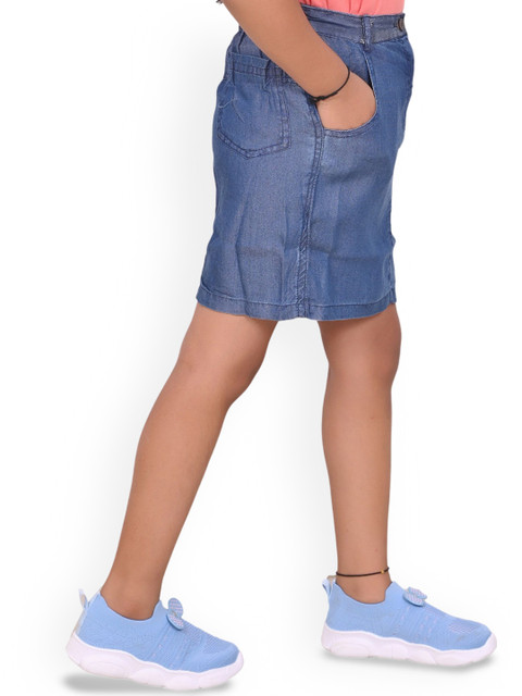 Megha Overseas Girl Denim Checkered Skirts