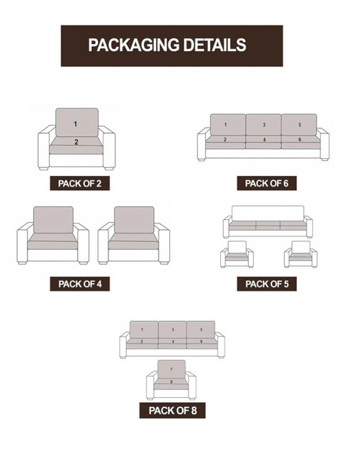 Cortina Brown Stretchable Solid 5-Seater Sofa Slipcovers - Image 7