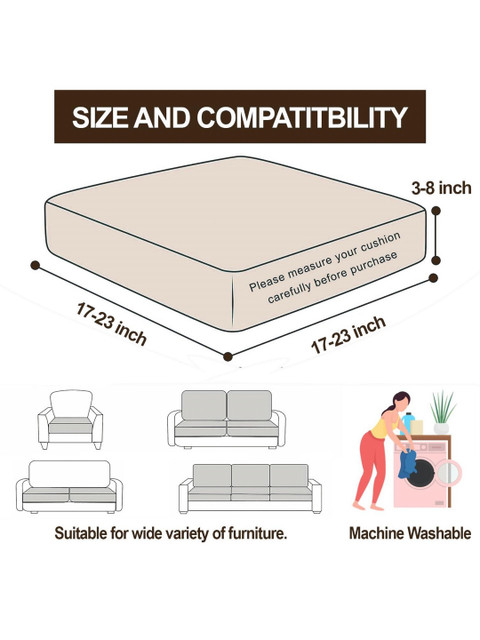 Cortina Brown Stretchable Solid 5-Seater Sofa Slipcovers - Image 6
