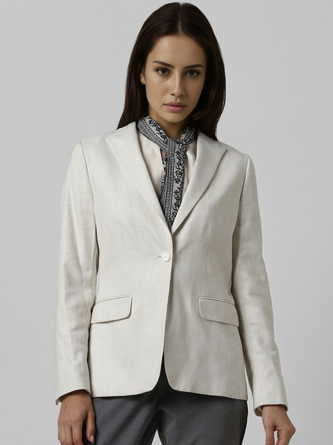 Van Heusen Woman Self Design Single Breasted Formal Blazer