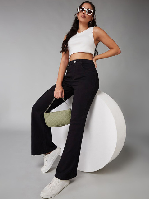 DOLCE CRUDO Women Bootcut High-Rise Heavy Fade Stretchable Jeans