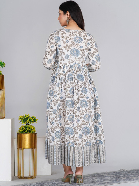 Pristyle Floral Printed Round Neck Maternity Anarkali Kurta - Image 4