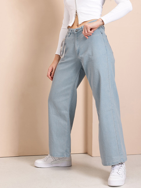 Mast & Harbour Women Wide Leg Stretchable Jeans