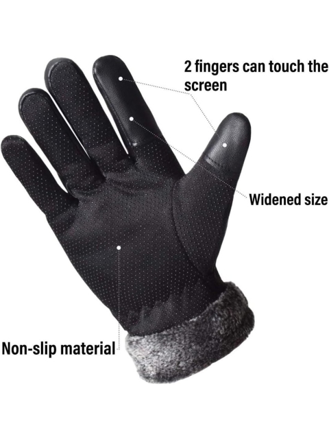 Alexvyan Men Zigzag Snow & Wind Proof Thermal Warm Winter Touch Screen Riding Gloves - Image 4