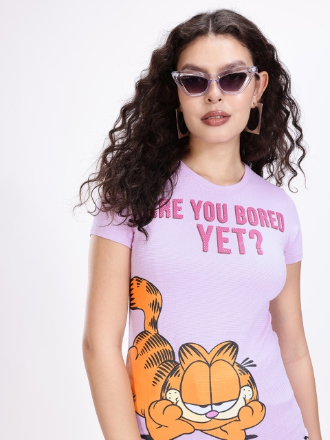 Kook N Keech Textured Garfield Printed T-shirt